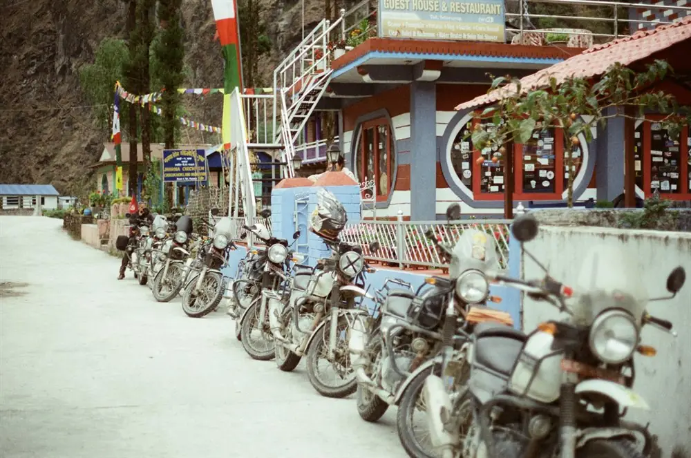 Riders at a Himalayan viewpoint